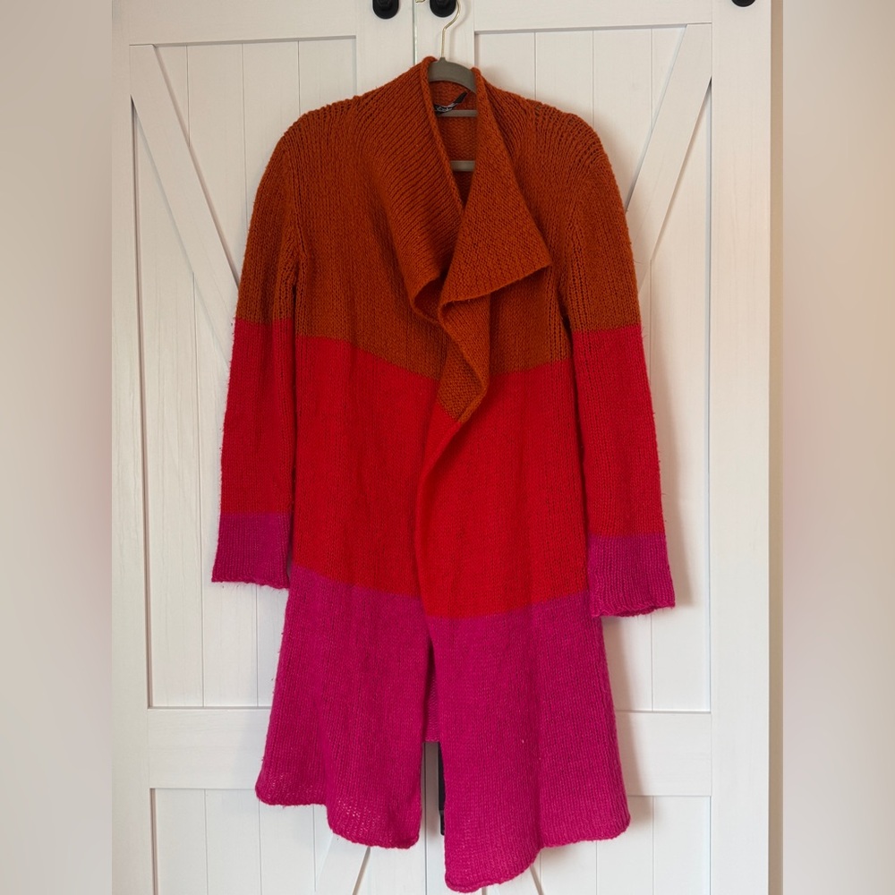 La embajada super long knitted multicolour cardigan